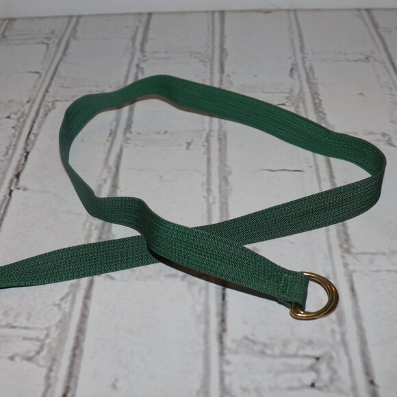 🟢 Vintage Green Woven Waist Belt – 28" Long × ⅝" Wide Gold-Tone Ring · - Picture 1 of 3